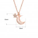 Girl Mother of Shell Crescent Moon CZ Stars 925 Sterling Silver Necklace Rose Gold