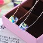 Girl Natural Austrian Crystal Cube Sugar 925 Sterling Silver Necklace Rose Gold (8Mm)