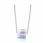 Girl Natural Austrian Crystal Cube Sugar 925 Sterling Silver Necklace Rose Gold (8Mm)
