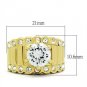 GL095 - IP Gold(Ion Plating) Brass Ring with AAA Grade CZ in Clear