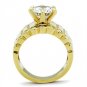 GL095 - IP Gold(Ion Plating) Brass Ring with AAA Grade CZ in Clear