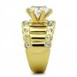 GL095 - IP Gold(Ion Plating) Brass Ring with AAA Grade CZ in Clear