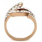 GL149 - IP Rose Gold(Ion Plating) Brass Ring with Top Grade Crystal in Clear