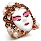 GL163 - IP Rose Gold(Ion Plating) Brass Ring with Top Grade Crystal in Clear
