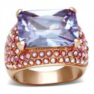 GL230 - IP Rose Gold(Ion Plating) Brass Ring with AAA Grade CZ in Light Amethyst