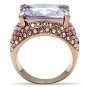 GL230 - IP Rose Gold(Ion Plating) Brass Ring with AAA Grade CZ in Light Amethyst