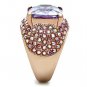 GL230 - IP Rose Gold(Ion Plating) Brass Ring with AAA Grade CZ in Light Amethyst