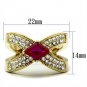 GL298 - IP Gold(Ion Plating) Brass Ring with AAA Grade CZ in Ruby