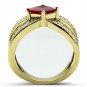 GL298 - IP Gold(Ion Plating) Brass Ring with AAA Grade CZ in Ruby