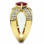 GL298 - IP Gold(Ion Plating) Brass Ring with AAA Grade CZ in Ruby