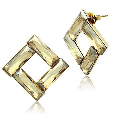 GL344 - IP Gold(Ion Plating) Brass Earrings with Top Grade Crystal in Topaz Default Title