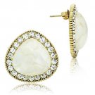 GL346 - IP Gold(Ion Plating) Brass Earrings with Synthetic Synthetic Stone in Clear Default Title