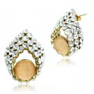 GL355 - IP Gold(Ion Plating) Brass Earrings with Synthetic Synthetic Stone in Orange Default Title