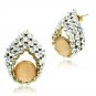 GL355 - IP Gold(Ion Plating) Brass Earrings with Synthetic Synthetic Stone in Orange Default Title