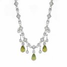 Glamorous evening Antique Simulated Diamond CZ Necklace with Olive Green CZ N4500OL