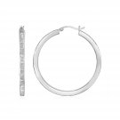Glitter Textured Tube Hoop Earrings in Sterling Silver Sterling Silver