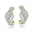 Gold Tone 1-4 Ct Diamond Twist Half Hoop Earrings EGBR13874