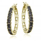 Gold Tone 1-4ct Champagne Diamond 28mm Round Hoop Earrings HGBR13710M6