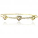 Gold Tone CZ Three Heart Bangle Bracelet BAGBR13674