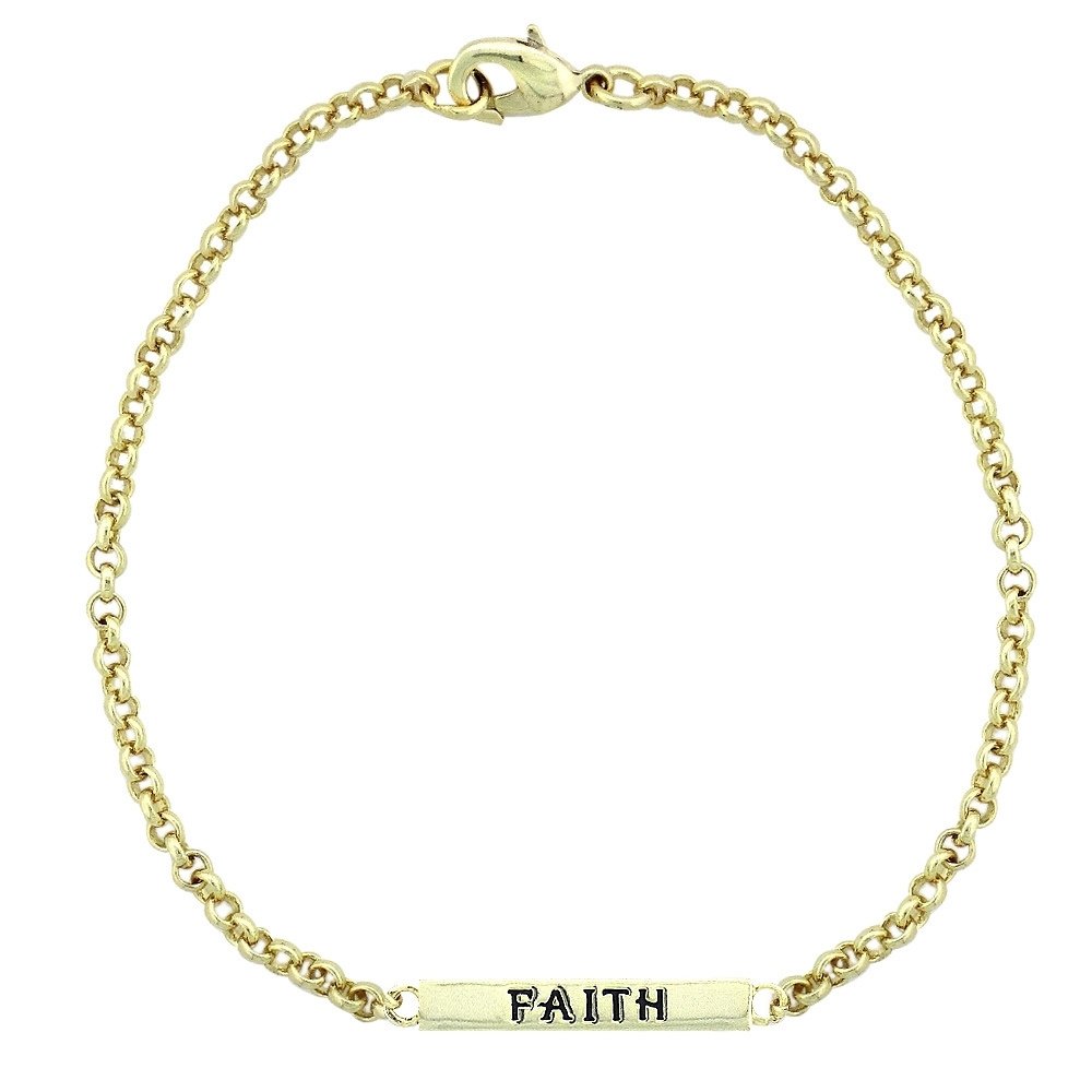 Gold Tone Faith Bar Bracelet BGBR13703