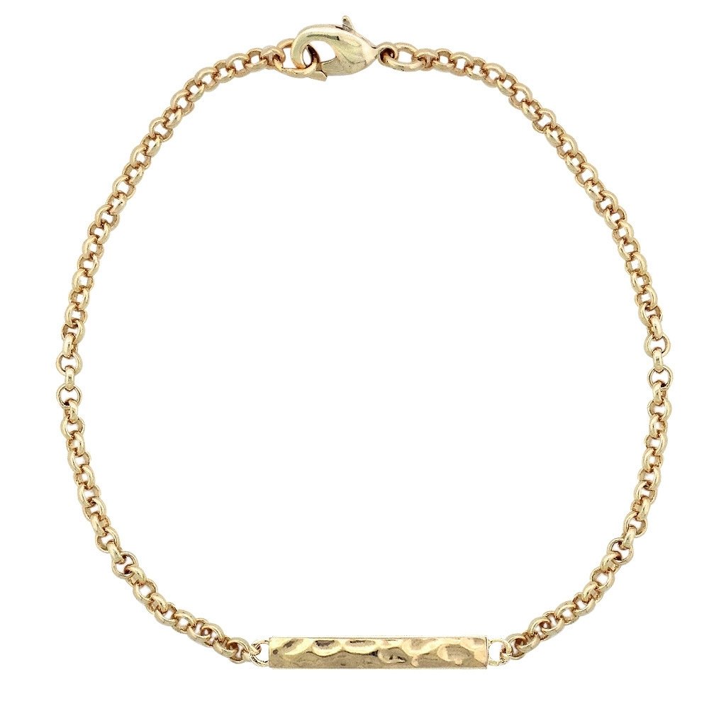 Gold Tone Hammered Bar Bracelet BGBR13707