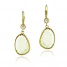 Gold Tone Lemon Quartz & White Topaz Raindrop Dangle Earrings EGBR13687LQ