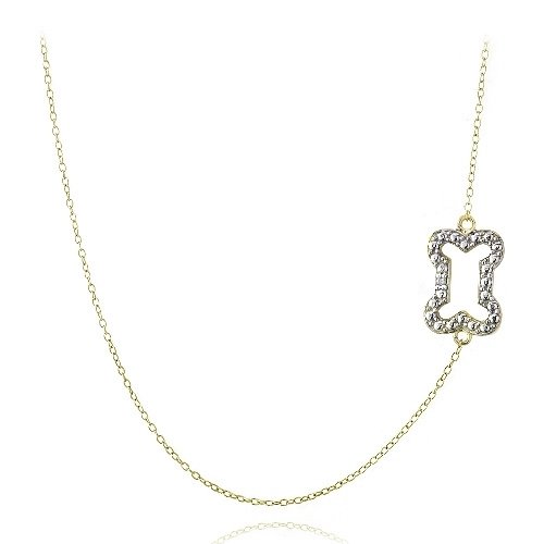 Gold Tone over Silver Diamond Accent Dog Bone Necklace NG13668