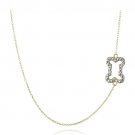 Gold Tone over Silver Diamond Accent Dog Bone Necklace NG13668