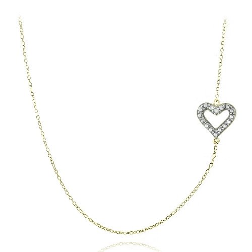 Gold Tone over Silver Diamond Accent Heart Chain Necklace NG13665