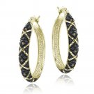 Gold Tone over Sterling Silver 1-10ct Champagne Diamond Criss-Cross Hoop Earrings HG13465M6