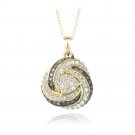 Gold Tone over Sterling Silver 1-4ct Champagne Diamond & White Topaz Love Knot Necklace PG13775M6