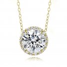 Gold Tone over Sterling Silver 100 Facets Cubic Zirconia Halo Necklace (3cttw) PG13884