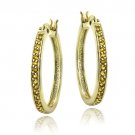 Gold Tone over Sterling Silver 5-8ct Citrine 25mm Round Hoop Earrings HG13545C