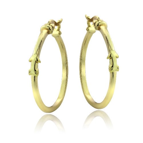 Gold Tone over Sterling Silver Arrow Polished Hoop Earrings HG13734