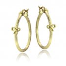 Gold Tone over Sterling Silver Bow Polished Hoop Earrings HG13729