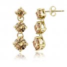 Gold Tone over Sterling Silver Champagne CZ Three Stone Dangle Earrings EG13027CHZ