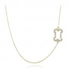 Gold Tone over Sterling Silver CZ Dog Bone Necklace NG13603