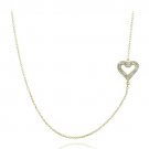 Gold Tone over Sterling Silver CZ Heart Chain Necklace NG13600