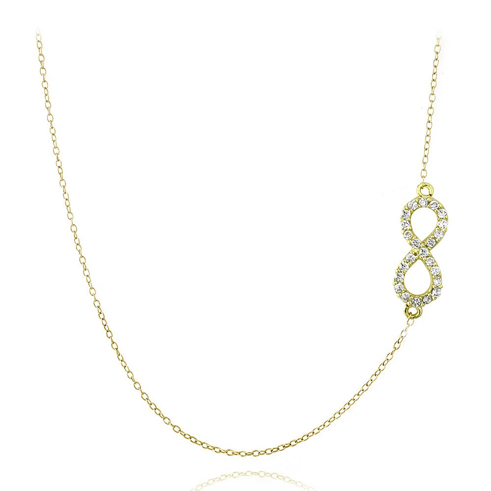 Gold Tone over Sterling Silver CZ Infinity Chain Necklace NG13601