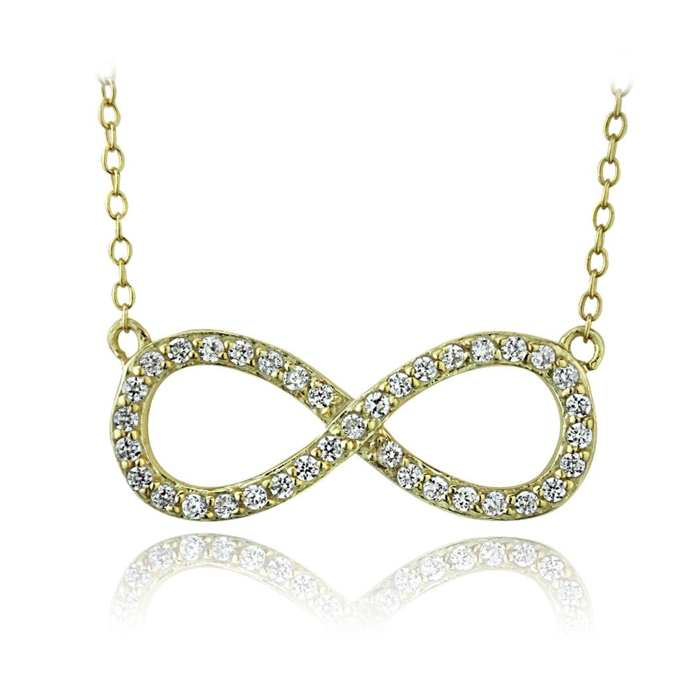 Gold Tone over Sterling Silver CZ Infinity Necklace NG13800