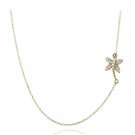 Gold Tone over Sterling Silver CZ Palm Tree Chain Necklace NG13605