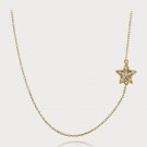 Gold Tone over Sterling Silver CZ Star Chain Necklace NG13599