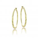 Gold Tone over Sterling Silver Diamond Cut Polished 30mm Hoop Earrings HG13801