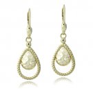 Gold Tone over Sterling Silver Hammered Teardrop Dangle Earrings EG13483