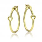 Gold Tone over Sterling Silver Heart Polished Hoop Earrings HG13732