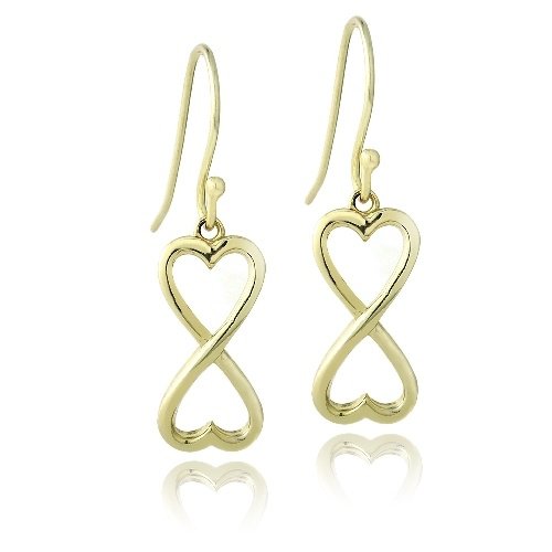 Gold Tone over Sterling Silver Infinity Heart Dangle Earrings EG13557