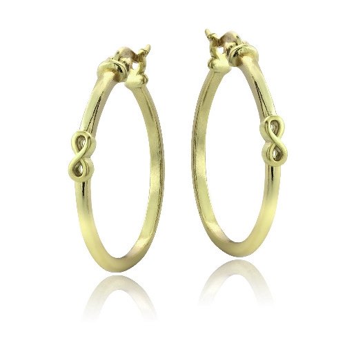 Gold Tone over Sterling Silver Infinity Polished Hoop Earrings HG13728