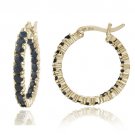 Gold Tone over Sterling Silver Inside Out Genuine Sapphire Hoop Earrings EG10454S
