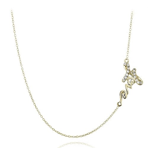Gold Tone over Sterling Silver Love Chain Necklace NG13604