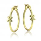 Gold Tone over Sterling Silver X Polished Hoop Earrings HG13733